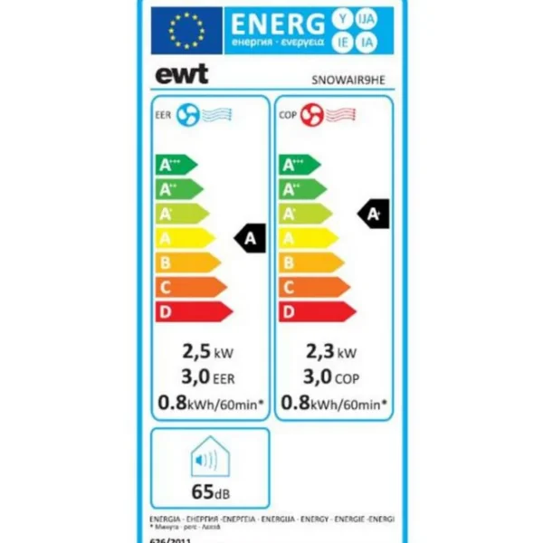 Climatiseur mobile réversible 2500w 31m² - snowair9he