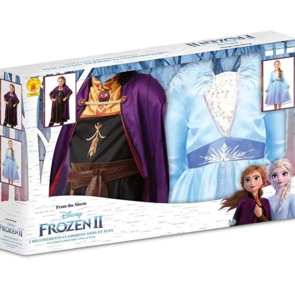 Coffret Bi-pack Déguisements Classiques Elsa et Anna La Reine des Neiges 2 - Frozen 2 - 3/4 ans (96 à 104 cm)