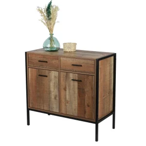 Commode Riverside - 2 tiroirs et 2 portes - Largeur 84 cm - Métal et Bois
