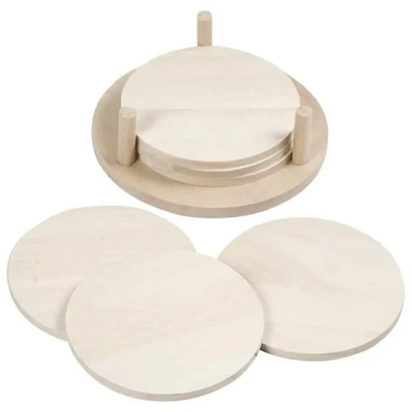 6 dessous de verre en bois à customiser Ø 9,5 cm