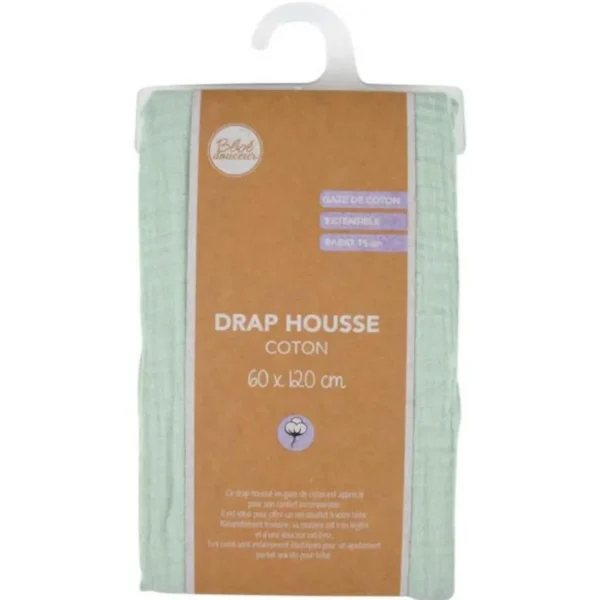 Drap Housse Bébé Extensible 60x120cm Céladon