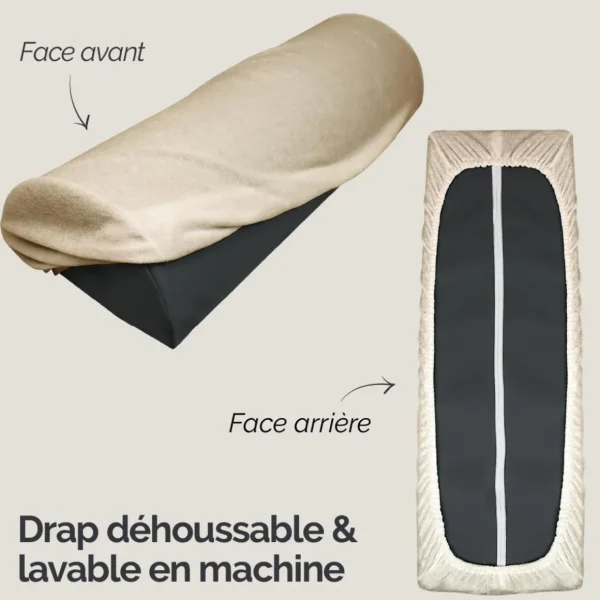 Drap housse de protection en éponge pour coussin demi-rond 66 cm x 22 cm x 12 cm de table de massage - Beige