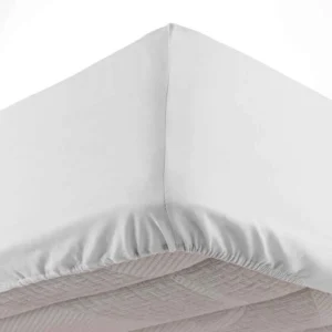 Drap Housse en Coton Linette 160x200cm Blanc