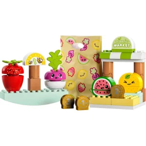 DUPLO 10983 - Le marché bio, Jeu sur la Nourriture, Fruits et Légumes, Apprentissage des Chiffres, Jouets Éducatifs à Empiler, Enfants