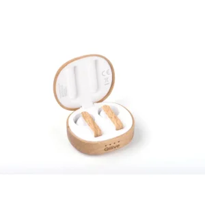 Ecouteur sans fils Bluetooth avec étui de recharge Q1669 en Bois FSC et plastique recyclé
