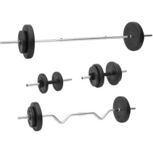 Ensemble d haltères et de barres avec plaques 60 kg