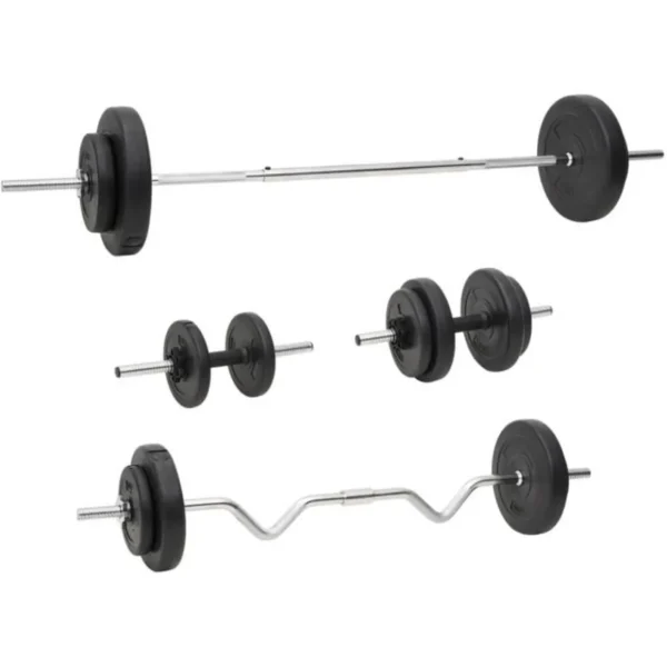 Ensemble d haltères et de barres avec plaques 60 kg