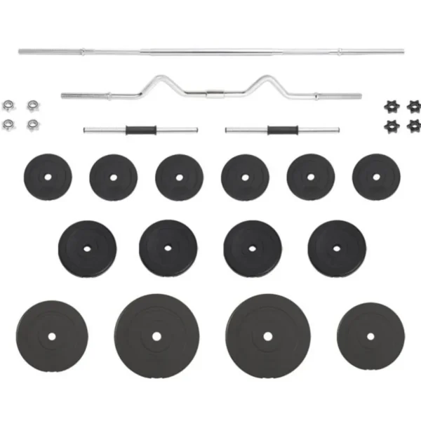 Ensemble d haltères et de barres avec plaques 60 kg
