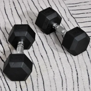 Ensemble d'haltères courtes total 20 Kg - entraînement musculaire & haltérophilie - acier caoutchouc noir