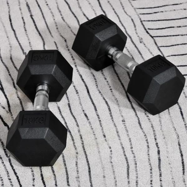 Ensemble d'haltères courtes total 20 Kg - entraînement musculaire & haltérophilie - acier caoutchouc noir
