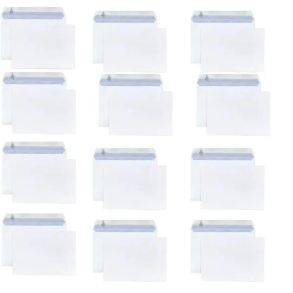 25 enveloppes blanches en papier 80 g - 16,2 x 22,9 cm