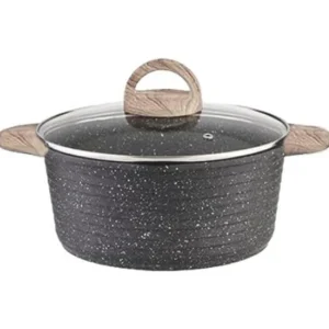 Faitout 28 cm aluminium avec couvercle tous feux dont induction effet pierre