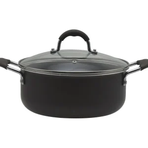 Faitout aluminium 24 cm avec couvercle en verre tous feux dont induction