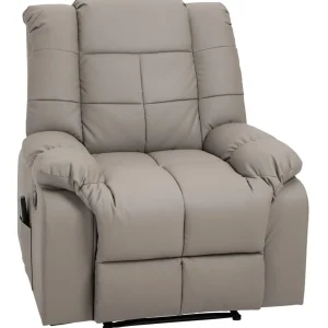 Fauteuil luxe de relaxation et massage inclinaison dossier repose-pied réglable revêtement synthétique gris