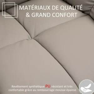 Fauteuil luxe de relaxation et massage inclinaison dossier repose-pied réglable revêtement synthétique gris