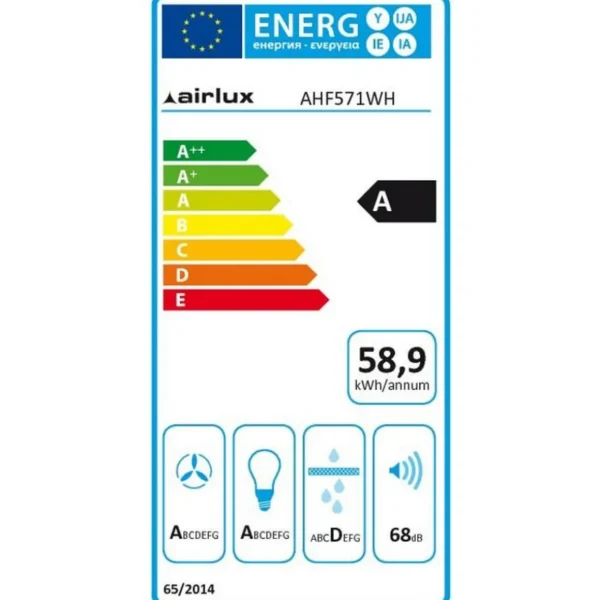 Groupe filtrant 52cm 68db 770m3/h blanc - ahf571wh