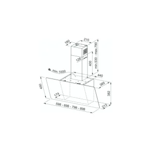 Hotte décorative murale inclinée EVO PLUS FPJ 625 VERT. VR/NR