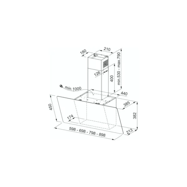 Hotte décorative murale inclinée EVO PLUS FPJ 625 VERT. VR/NR