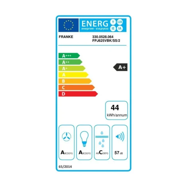 Hotte décorative murale inclinée EVO PLUS FPJ 625 VERT. VR/NR