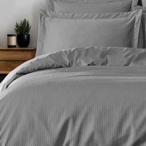 Housse de couette rayée réversible satin de coton VERSAILLES