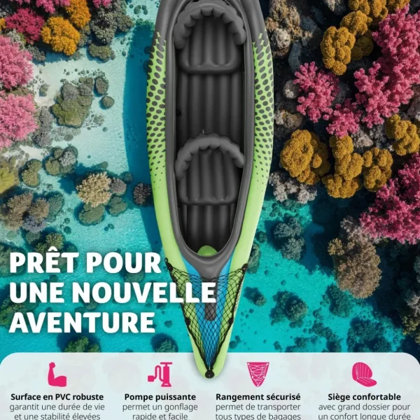 Kit de kayak avec 2 pagaies max 160 kg sac de transport inclus