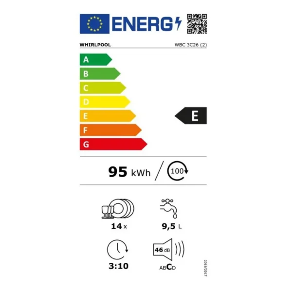 Lave-vaisselle 60cm 14 couverts 46db intégrable avec bandeau - wbc3c26