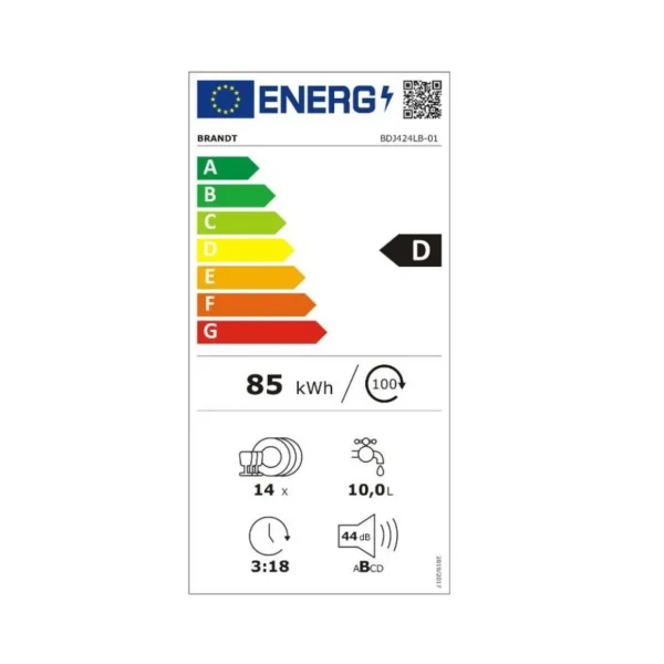 Lave-vaisselle 60cm 14 couverts 44db tout intégrable - bdj424lb
