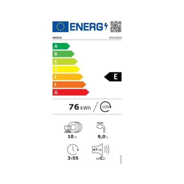 Lave-vaisselle 45cm 10 couverts 47db - adp1002s