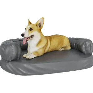 Lit pour chien ergonomique Mousse Gris 88x65 cm Similicuir
