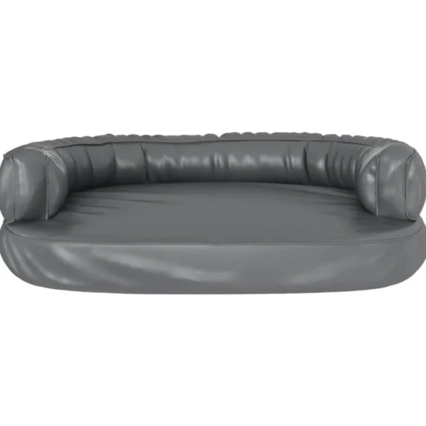 Lit pour chien ergonomique Mousse Gris 88x65 cm Similicuir
