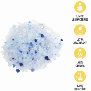 Litière Pour Chat en Silice Minérale 3,8L Bleu