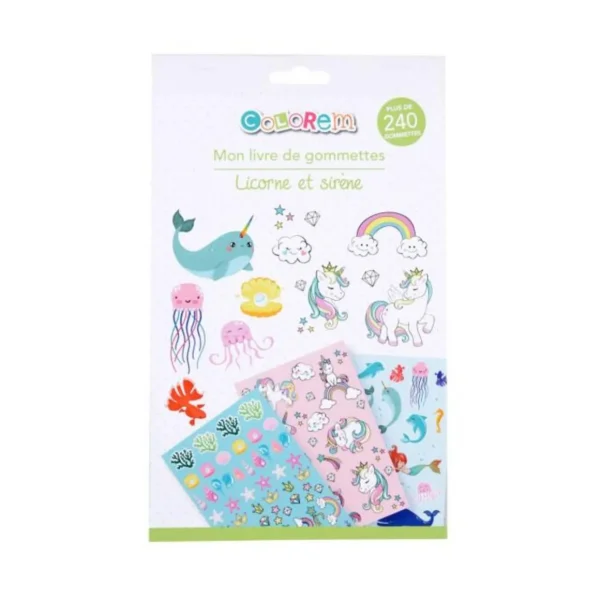 Livre de Gommettes Licorne & Sirène 24cm Blanc