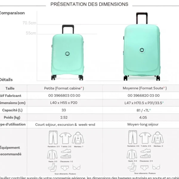 Lot 2 valises rigides Beaumont cabine 55cm et soute 71cm TSA