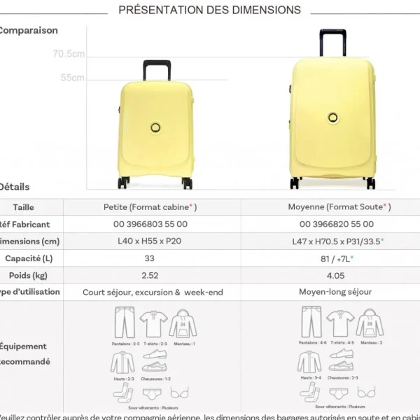 Lot 2 valises rigides Beaumont cabine 55cm et soute 71cm TSA