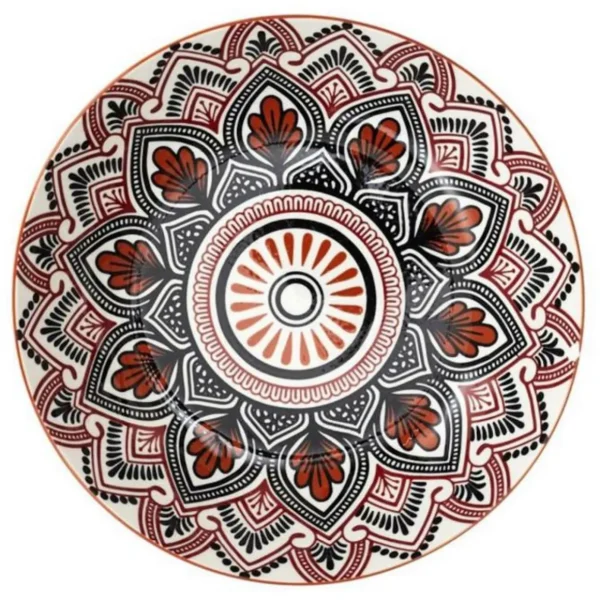 Lot de 6 Assiettes Creuses Mandala 20cm Orange