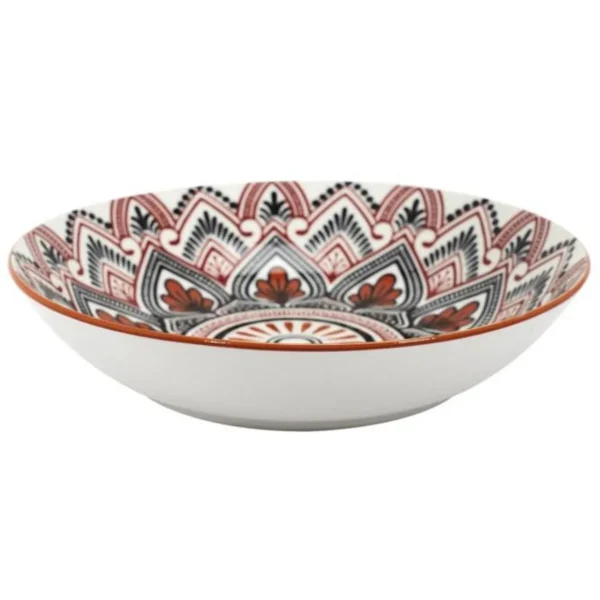 Lot de 6 Assiettes Creuses Mandala 20cm Orange
