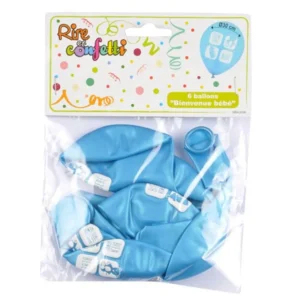 Lot de 6 Ballons Bébé est Arrivé 30cm Bleu