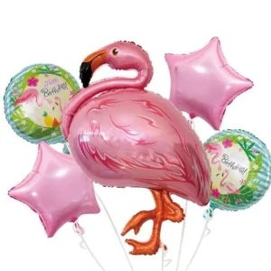 Lot de 4 Ballons Flamant Rose 25cm Multicolore