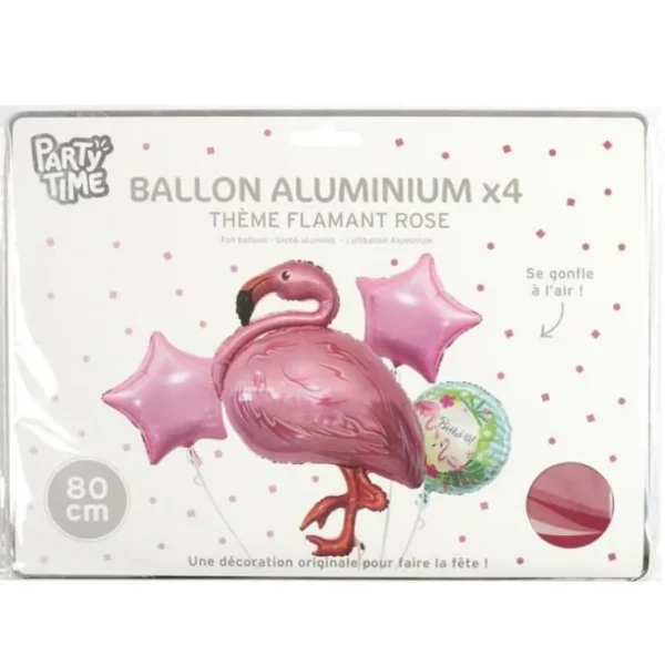 Lot de 4 Ballons Flamant Rose 25cm Multicolore