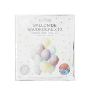 Lot de 10 Ballons Pastels 17cm Multicolore