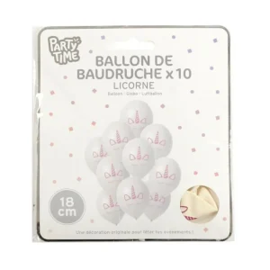 Lot de 10 Ballons de Baudruche Licorne 18cm Blanc