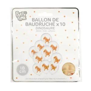 Lot de 10 Ballons de Baudruche Dinosaure 18cm Transparent