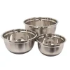 Lot de 3 Bols Inox Cuisine 25cm Argent