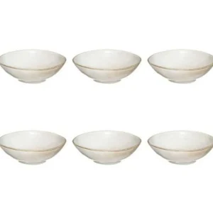 Lot de 6 Bols Ronds Design Flower 15cm Gris