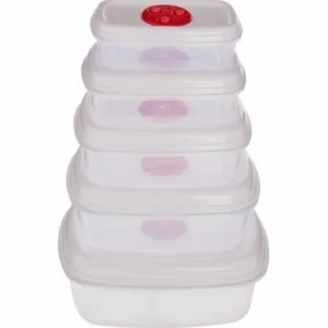 Lot de 5 Boîtes de Conservation Micro-Ondes 25cm Blanc