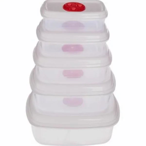 Lot de 5 Boîtes de Conservation Micro-Ondes 25cm Blanc