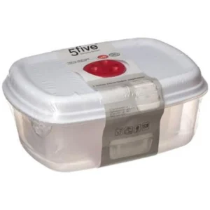 Lot de 5 Boîtes de Conservation Micro-Ondes 25cm Blanc