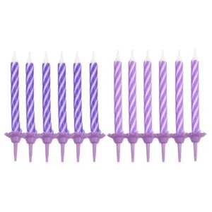 Lot de 24 Bougies d'Anniversaire Nuance 6cm Prune