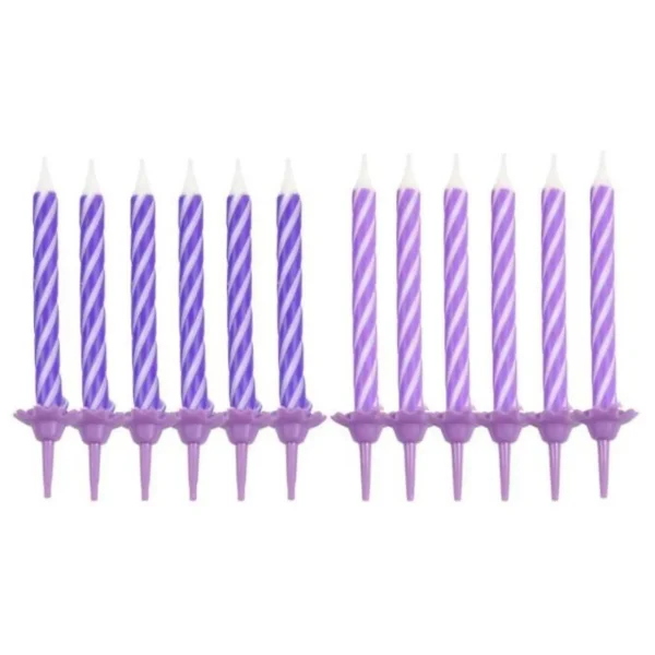 Lot de 24 Bougies d'Anniversaire Nuance 6cm Prune
