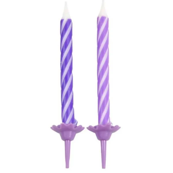 Lot de 24 Bougies d'Anniversaire Nuance 6cm Prune